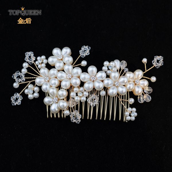 

ueen hp05-g wedding elegant comb golden bridal hair comb with pearl beaded for girlfriend pearl hair ornaments