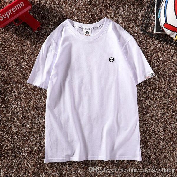 

логотип вышивка сплошной футболка контракт набор голова круглый вырез короткий рукав письмо печати мужская футболка унисекс женщины классиче, White