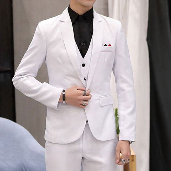 

men solid color suit one button slim fit suit men casual formal wedding party solid color blazer, White;black