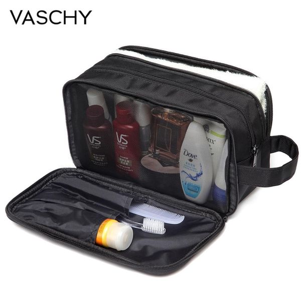 

vaschy waterproof toiletry bag men women travel hanging organizer cosmetic pouch three compartments dopp kit t200602