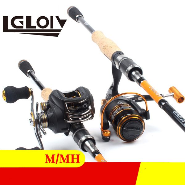 

lgloiv 1.8m 2.1m 2.4m carbon road ya fishing rod set water drop wheel double slightly m / mh super hard super strong fishing rod