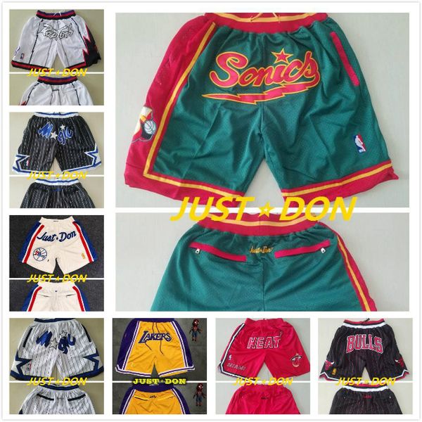 

mens just don pocket shorts stitched miami heat 95-96 team name just don brand basketball shorts stitched breathable sweatpants, Black