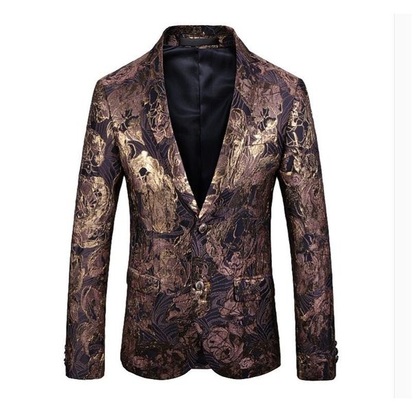 

2020 mens designer men clothing luxury designer mens blazer print jacket stylish fancy brand floral males button slim suits blazers, White;black