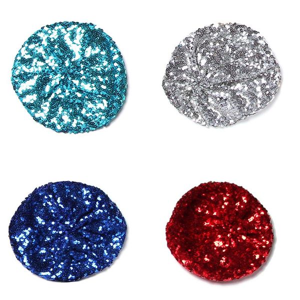 

stretch metallic shining sequins berets women autumn spring summer hats mix color party show advertising caps, Blue;gray