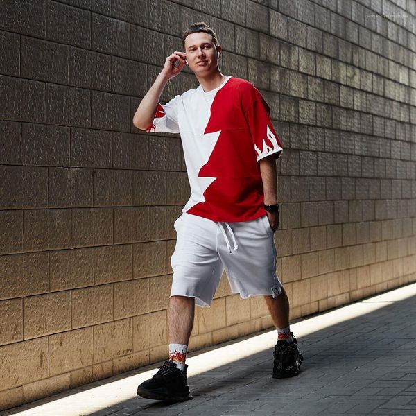 

designer tshirts fashion color patchwork short sleeve tee hip hop teenagers summer ins style mens, White;black