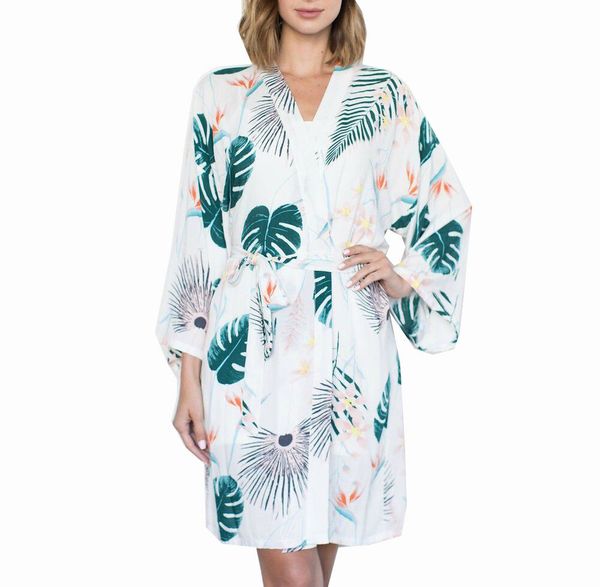 

rayon cotton floral robe bridesmaid women bride robe gown bride wedding kimono bathrobe sleepwear white short new, Black;red