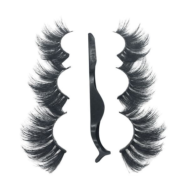

3pair luxury 8d 25mm false lashes fluffy strip eyelashes long natural party + 1pc eyelash curler