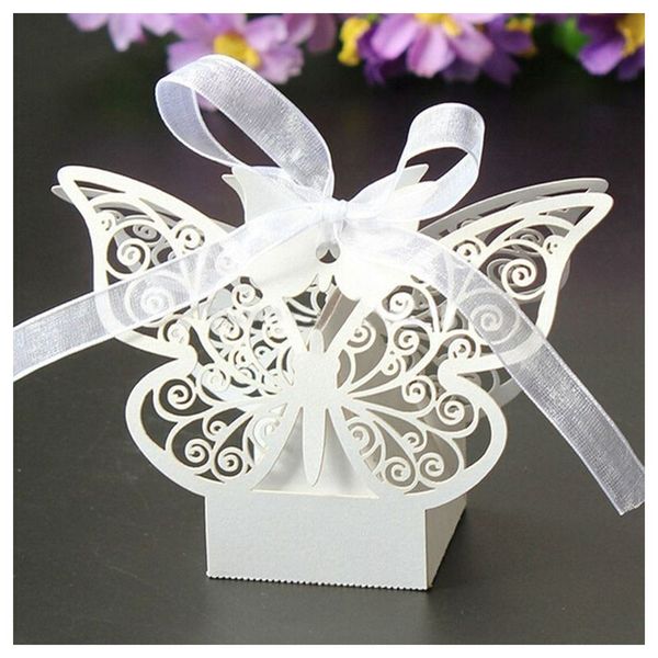 

50pcs бабочка свадебного box birthday party подарки коробка конфет (розовый