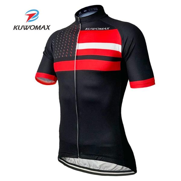 

kuwomax men cycling clothing mtb bike clothes bicycle short sleeve cycling jersey sportswear ropa ciclismo, Black;red