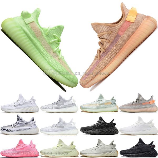 

kanye west clay v2 white static reflective gid glow in the dark mens running shoes hyperspace true form men sports designer sneakers us 5-13