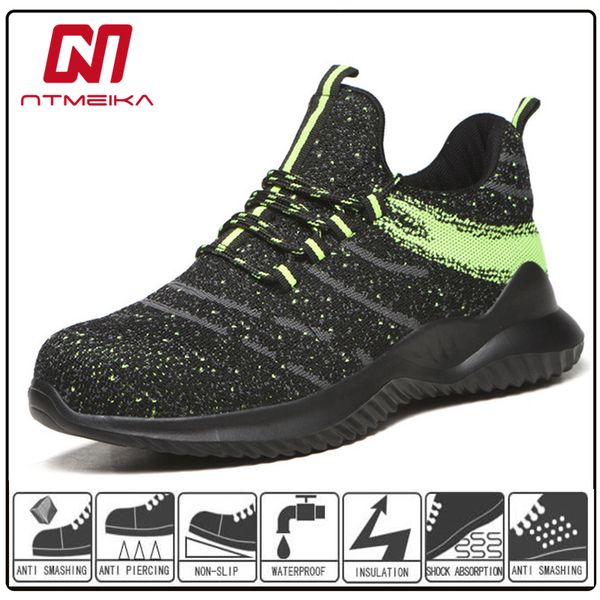 

steel toe shoes work safety shoes for men and women lightweight breathable industrial & construction sneakers puncture proof, Black