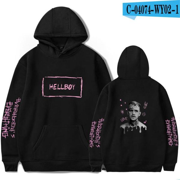 

men's hoodies & sweatshirts hip hop lil peep hell boy lil.peep men women hooded pullover male female sudaderas cry baby hood hoddie, Black