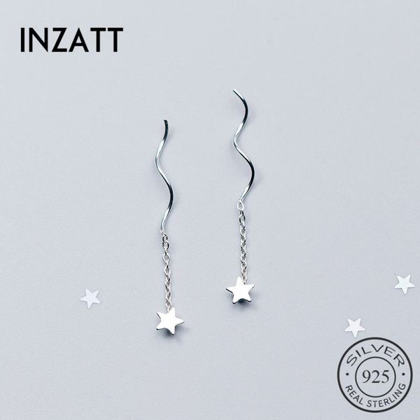 

inzatt ol chain tassel star drop earrings for women charm wedding party fashion jewelry new style gift summer, Silver