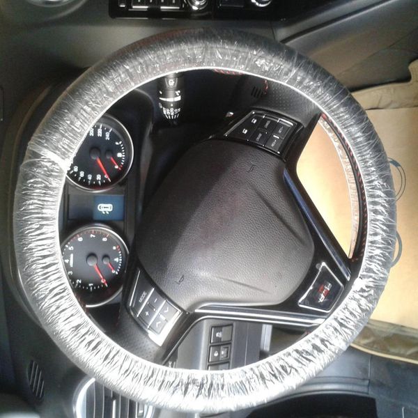 

dwcx 100pcs universal clear elastic plastic disposable steering wheel cover waterproof anti-dust accessories for auto car truck
