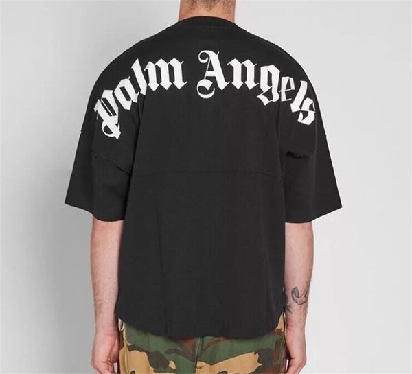

Summer New Mens Designer T Shirts Palm Angels Bat Sleeve Cotton Oversize Loose Short Sleeve Half Sleeve FashionT-Shirs Black White S-L