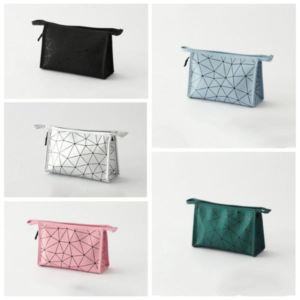 

rhombus cosmetic storage bag fashion lady pu waterproof 3d zipper portable storage bags women geometric rhombus cosmetic handbag wy527q