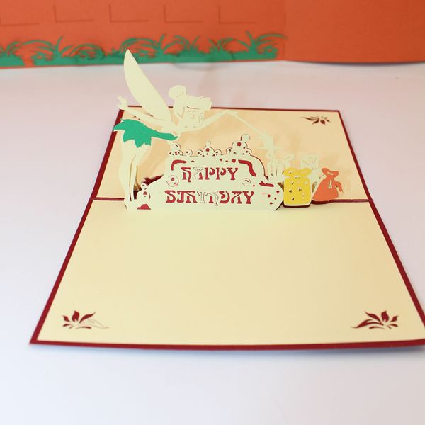 

happy birthday little fairy laser cut 3d pop up girl friend greeting card invitation postcard for wedding decor