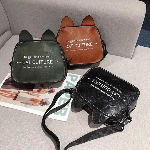 

women cat ear letter shoulder bag simple messenger bag fashion casual mobild phone purse crossbody bags for women handbags#25