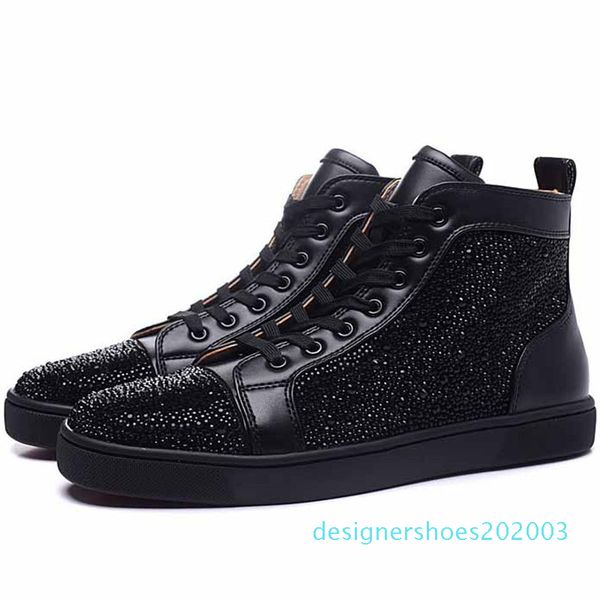 

designer red bottoms sneakers studded spikes shoes designer luxury red bottoms for men women s7 d03, Black