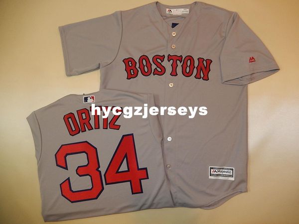 

baseball br #34 david ortiz sewn cool base shirt jersey gray new mens stitched jerseys big and tall size xs-6xl for sale, Black;blue