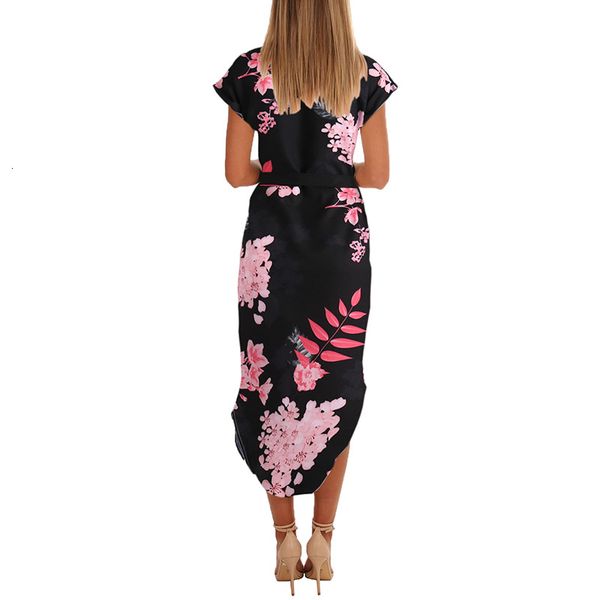 

t summer dress women bohemian midi straight o-neck short sleeve sashes casual elegant club party office work ladies dress, Black;gray