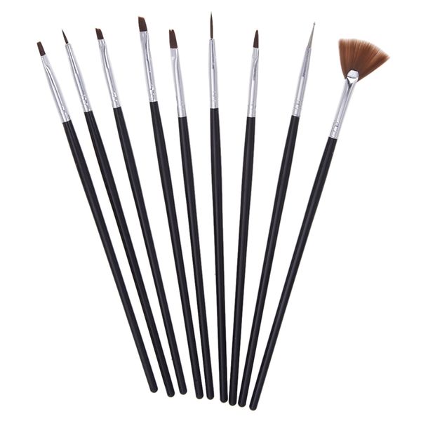 

10 brush paintbrush manicure gel nails acrylic nail art, Silver