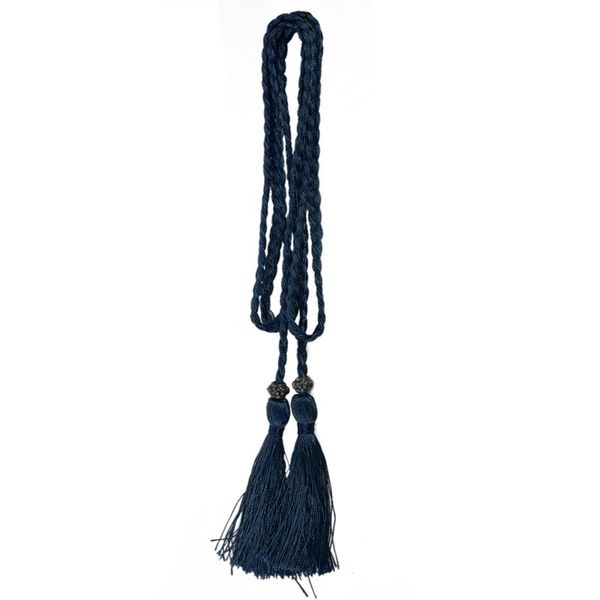 

woven tassel belt knot decorated waist chain waist rope navy blue, Black;brown