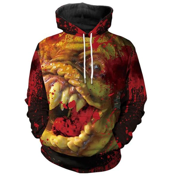 

designer hoodie new 3d printed night parade scary pullover hoodie casual mens clothing halloween mens fashion, Black
