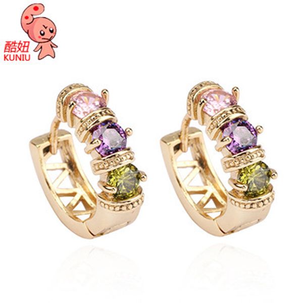 

e-shine geometric shape hoop earrings for women crystal metal material exquisite romantic style wedding fashion jewelry, Golden