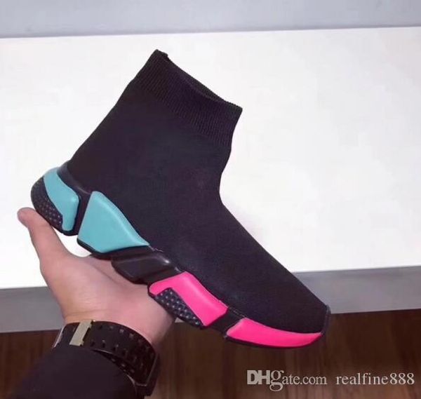 

2018 spring speed trainers,knit sock,shock absorber,embossed logo on sole,with dust bag box receipt,ing, Black