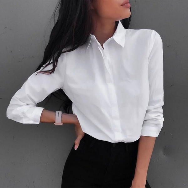 

women's blouses & shirts women and 2021 feminine blouse long sleeve casual white turn-down collar style loose