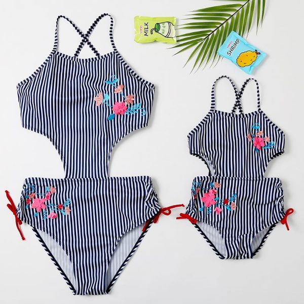 

высокая талия двухкусочного волан родитель-ребенок swimwear матери дочь купальника для девочек семья matching одежды детской бикини