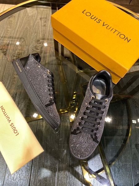 

new style luxury high-end men's casual sports shoes fashion design brand platform men's shoes crystal embellishment mgyyj, Black