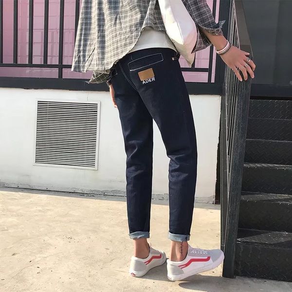 

summer thin section men capri ripped pants jeans korean-style trend slim fit pants 9 points ripped jeans men's, Blue