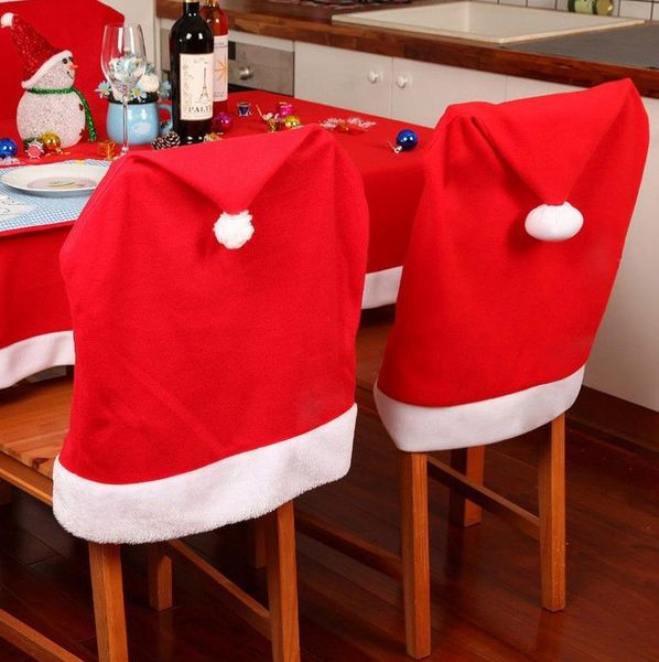 

xmas red santa clause hat cap chair back covers new christmas dinner party decorations festive event decor supplies 50cmx60cm