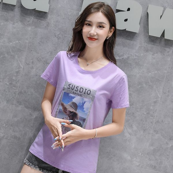 

european style large short-sleeved t- female t- shirt ins fashion 2020 loose cotton half-sleeved shirt top, White