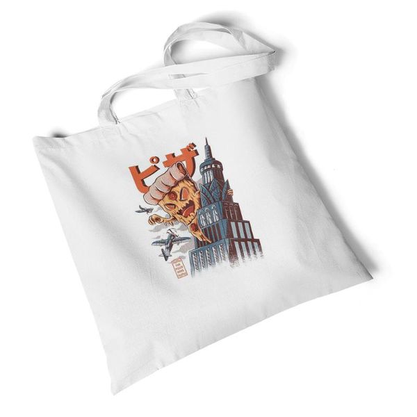 

shopping bags lychee girls pizza cartoon print canvas funny shoulder bag women harajuku reusable foldable eco environmental shopper