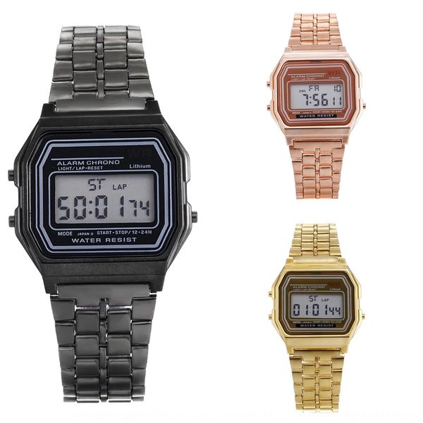 

metal strap fashionable electronic watchband watch strap gold and silver cold light ultra-thin led electronic watch, Blue