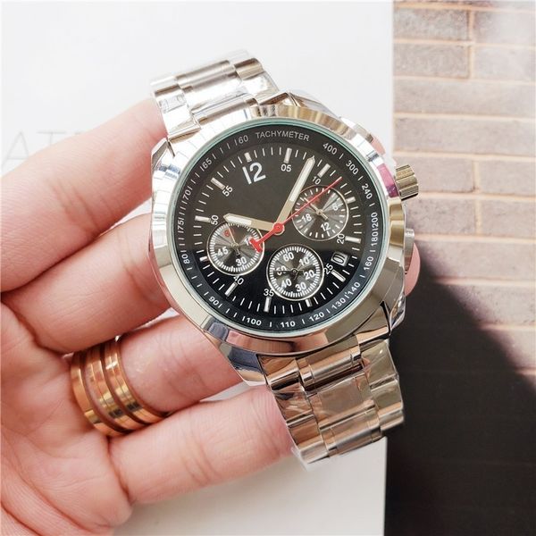 

new fashion men watches analog quartz wristwatches 20m waterproof sport date band stainless steel watches montre homme, Slivery;brown