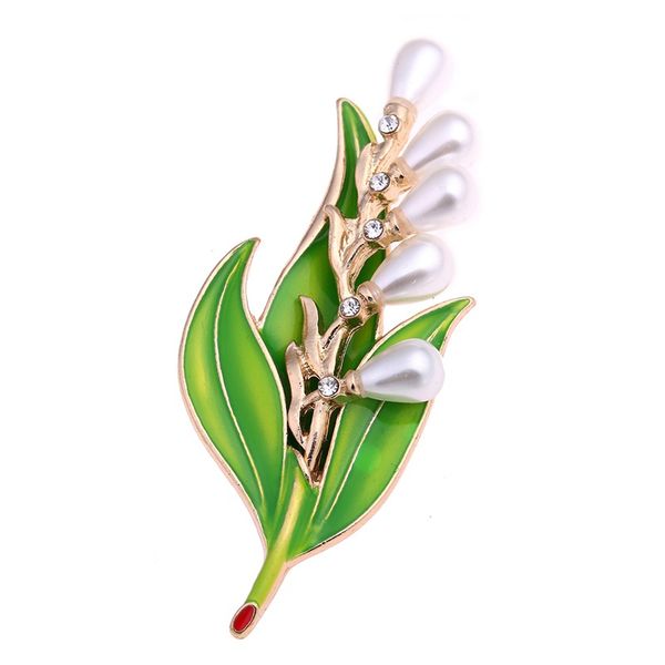 

fashion imitation pearl crystal vintage bridal enamel flower leaf brooches pin for scarf buckle clothes accessories, Gray