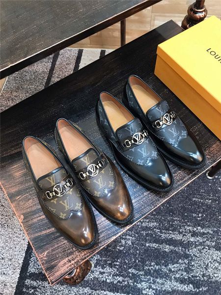 

2019 plus size 38-45 luxury men brogue leather oxfords wedding office business formal men dress shoes flats drop shipping, Black
