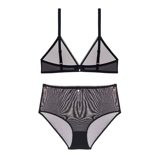 

gauze temptation ultra-thin-transparent deep-v underwear comfortable bra and high waist underwear set, Red;black