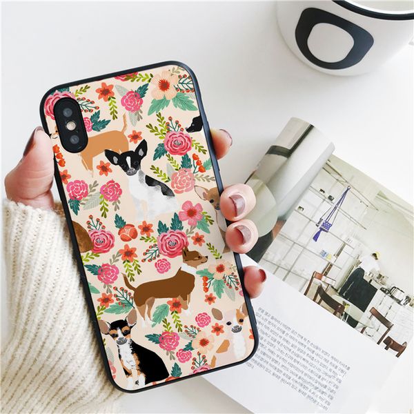 

capa luxury chihuahua flower cover for iphone 11 pro xs max xr case for iphone 8 7 6s plus 5s se case soft silicone cover.