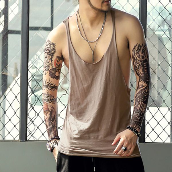 

2018 new bodybuilding tank men stringer singlet fitness vest cotton undershirt man solid sleeveless shirt, White;black
