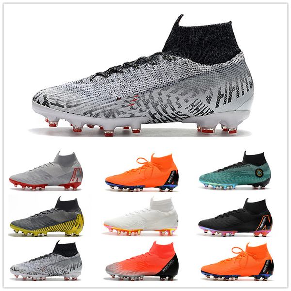 

2019 mercurial superfly vi 360 elite ag men's soccer shoes crampons de football boots chuteira black men world cup soccer cleats