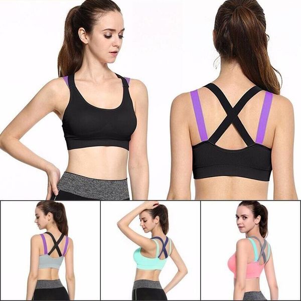 

women yoga wireless cross back sports bra quick dry proof fitness push up yoga running bra active sportswear vest, White;black