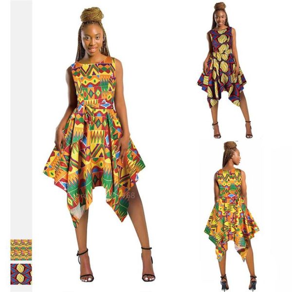 

summer african dresses for women irregular 2020 news ankara lace up ladies sleeveless clothes robe africaine maxi dress fashion, Red
