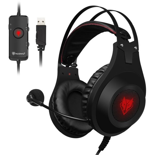 Nubwo 7.1 Gaming Cuffie luminose PC Gamer Bass Auricolare con microfono per telefono cellulare PS4 N2U Cuffie da gioco USB con luce LED per computer