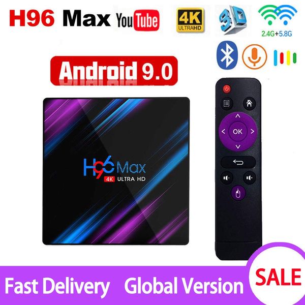 

Android 9.0 TV Box H96 Max Rockchip RK3318 4K Smart TV Box 2.4G5G Wifi BT4. 0 H96Max 4GB 64GB Media Player Android Set Top Box