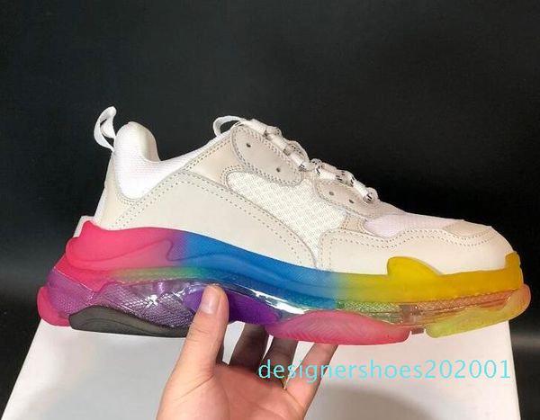 

women men dad casual shoes crystal bottom triple-s leisure shoes sneakers for men vintage old grandpa trainer sports shoes size 36-45 d01, Black